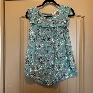 LOFT green floral short sleeve blouse